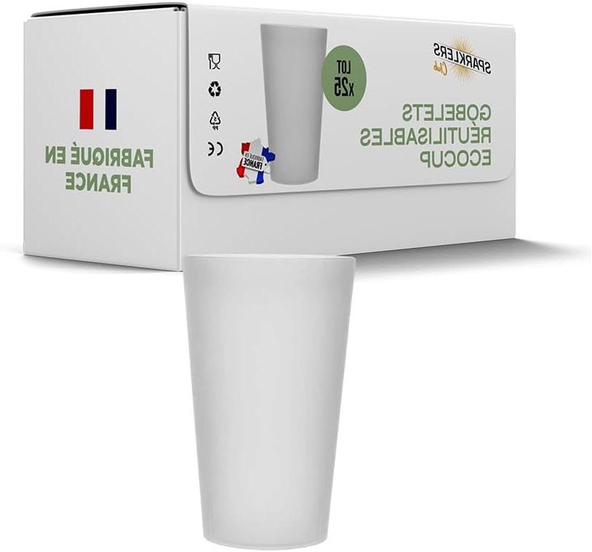 SPARKLERS CLUB ECOCUP Reusable Ice Cups 30 cl – 150 Washes in the Dishwasher – Reusable Beer Glass Made of Polypropylene – Eco Cup for Any Event (25, 30 cl)