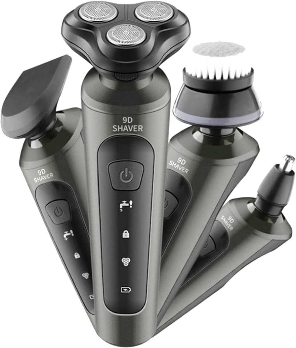 Mannen Grooming Kit Nat Droog Elektrisch Scheerapparaat Baard Haar Trimmer Elektrische Oplaadbare Kale Hoofd Scheermachine 4-in-1 Lichaam Wasbaar Scheerapparaat Mannelijke Grooming Accessoire 3D