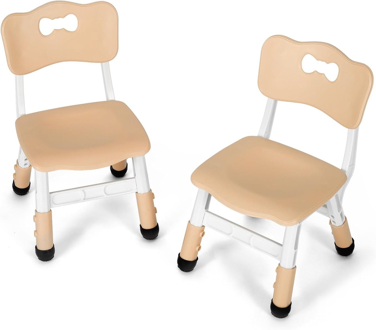 Set van 2 In Hoogte Verstelbare Kinderstoelen met Rugleuning - Geel | Vanaf 2 Jaar, 100 kg Belastbaar