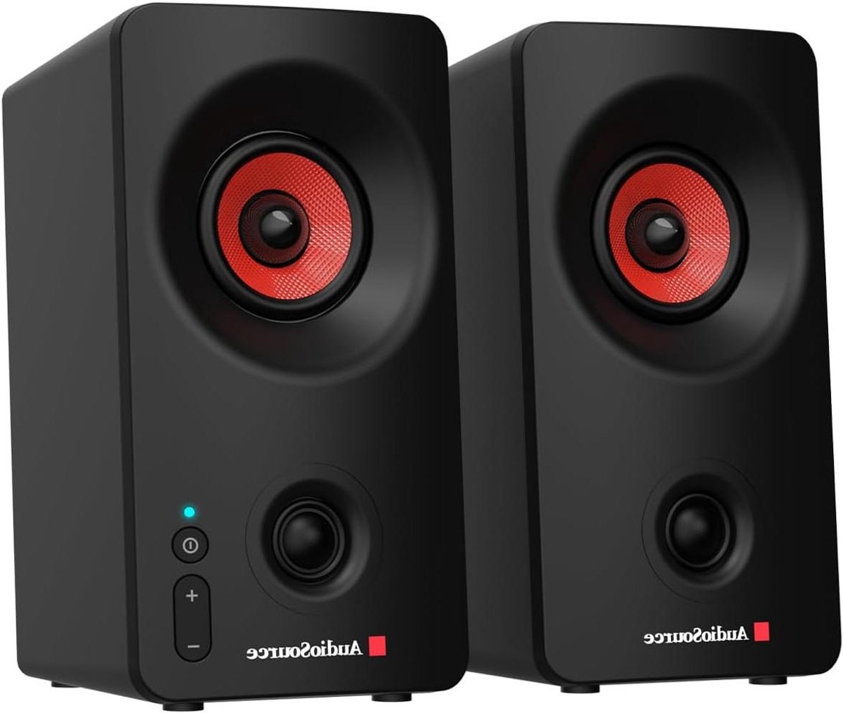 Audiosource Desktop-pc-luidsprekers met Bluetooth 5.3, USB-C Plug & Play, 2.0 stereo-computerluidsprekers met dubbele 2" drivers, AUX-ingang, LED-indicator, compact ontwerp voor pc, laptop en