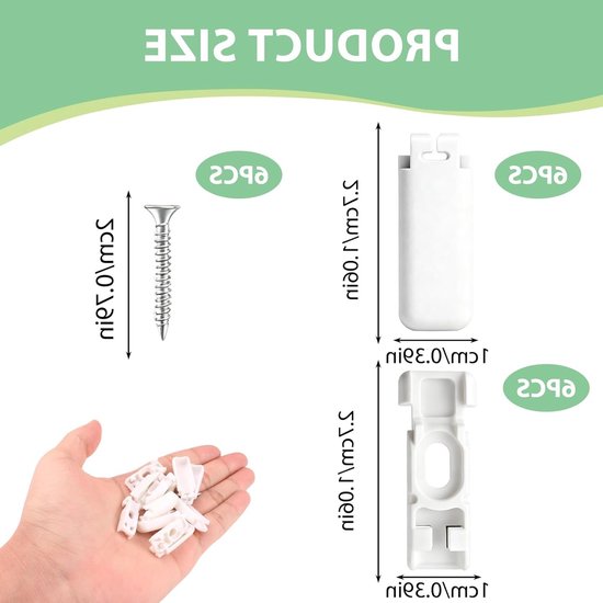 Set van 6 Vouwbare Ondersteuningen, Spanningselementen voor Universele Vouwhouders voor Boren en Lijmen, Witte Plastic Onderdelen voor Stick & Fix Frontlijmplaten — afbeelding 5