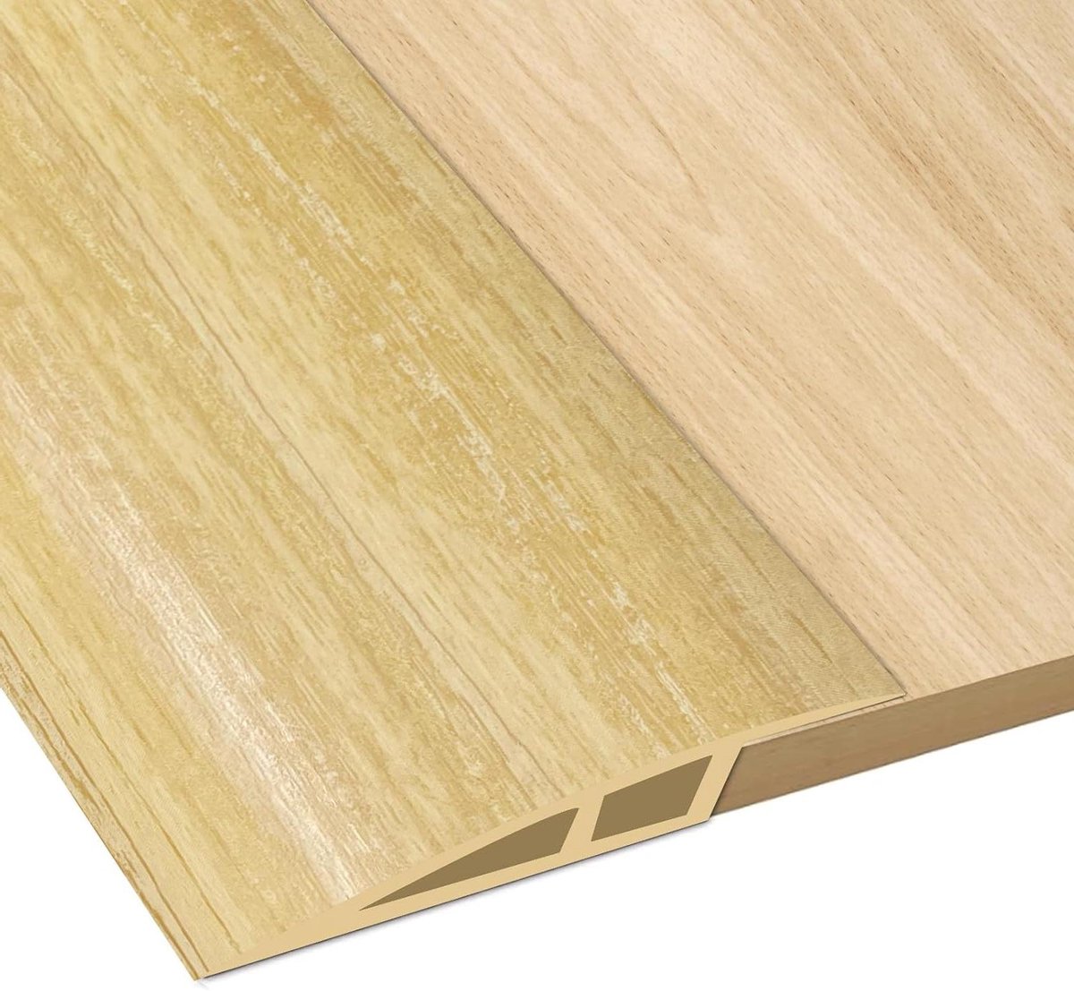 Overgangsprofiel - Zelfklevend voor hoogtecompensatie - Voor parket, laminaat en drempels - Lichtgeel Hout - 200 cm x 7 cm - Voor 15 mm tot 20 mm hoogteverschil