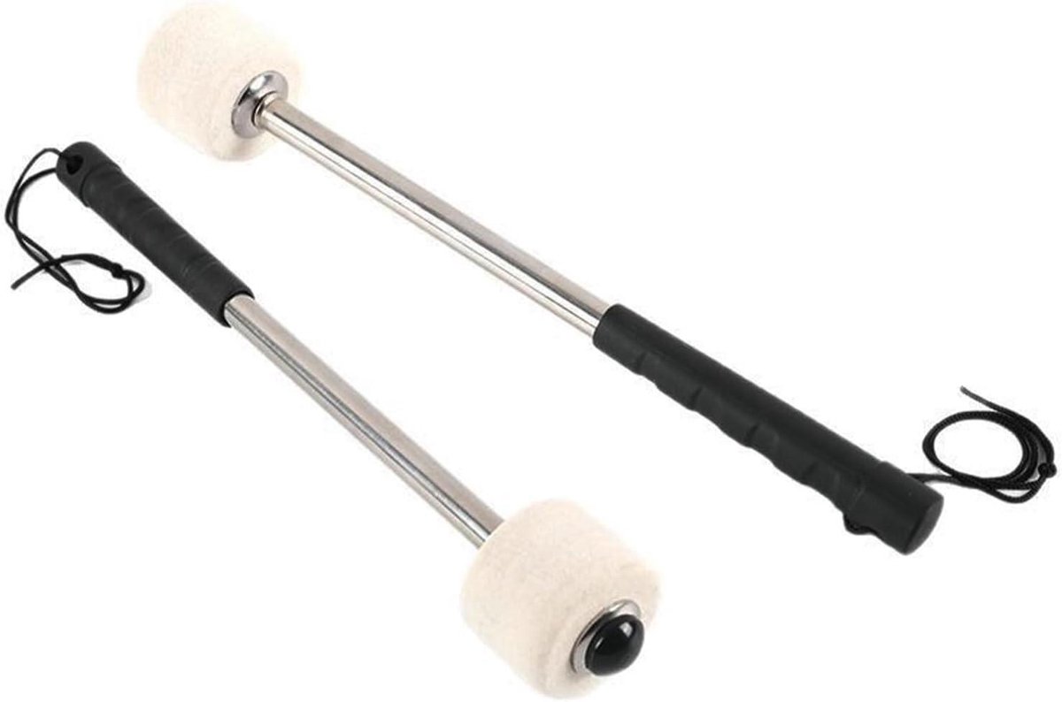 Basdrumhamers - Percussie mallets - Muziek maken - Antislip grip - 30 cm - Zwart