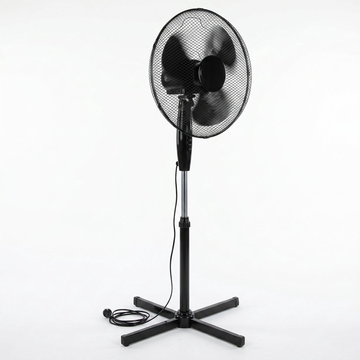 Lomera Staande Ventilator - Statiefventilator - Vloerventilator - Standventilator - 3 Snelheden - Zwenkfunctie - Oscillatie - In Hoogte Verstelbaar - Kantelbaar - Stil - Verkoeling - Zwart - Voor Woonkamer en Slaapkamer