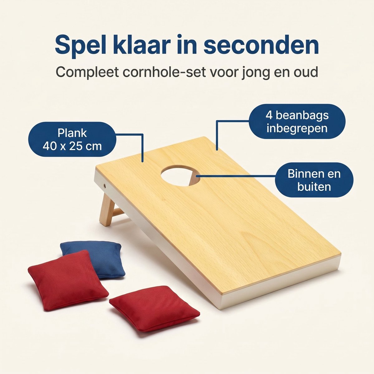 Lomera Cornhole Werpspel - Bean Bag Spel - Beanbag - Gooispel - Pittenzak Werpspel - Buitenspeelgoed - Tuinspel - Zakjesgooien - Bonenzakwerpspel - Bean Bag Game - Actief Buitenspel - Familiespel — afbeelding 5