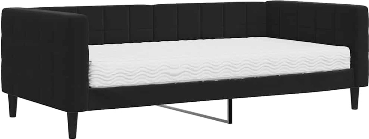 vidaXL Slaapbank - met - matras - 90x190 - cm - fluweel - zwart
