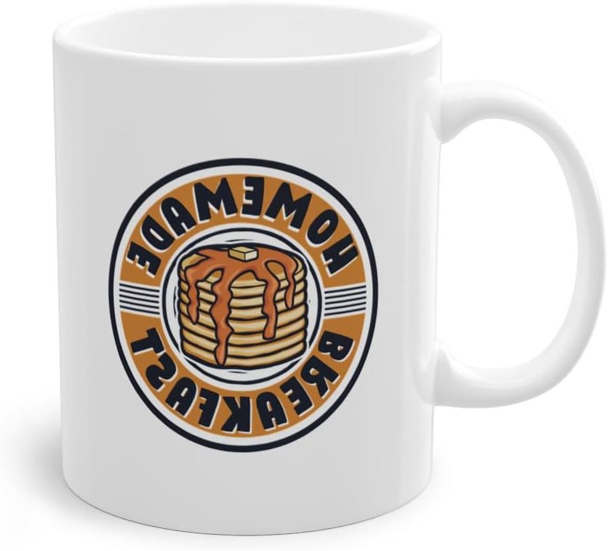Koffiemok - Ontbijt mok - Pannenkoeken bakken - Uniek motief - 330 ml - Wit