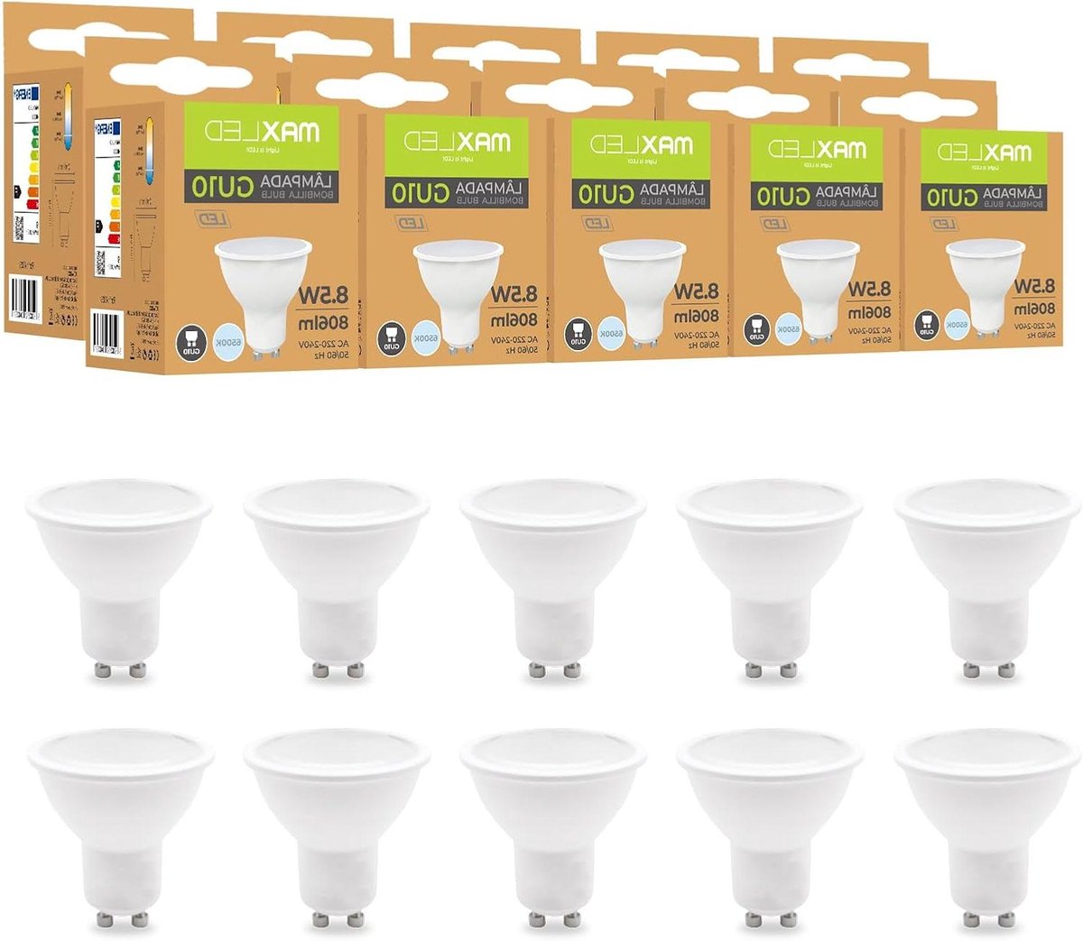LED Lampen - Spots - Ruimte Verlichten - Laag Energieverbruik - 10 Stuks - Daglicht Wit