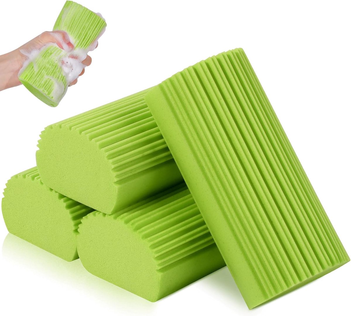 Oneay Deze set van 4 herbruikbare sponsjes is perfect voor huishoudelijke schoonmaakklussen, zoals afwassen en ramen lappen. Het is een multifunctioneel schoonmaakmiddel voor in huis.