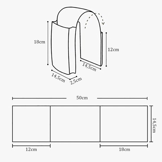 Armleuning-organizer voor bank, stoel, bed, opbergtas, voor het opbergen van afstandsbedieningen, mobiele telefoons en pennen, wit — afbeelding 2