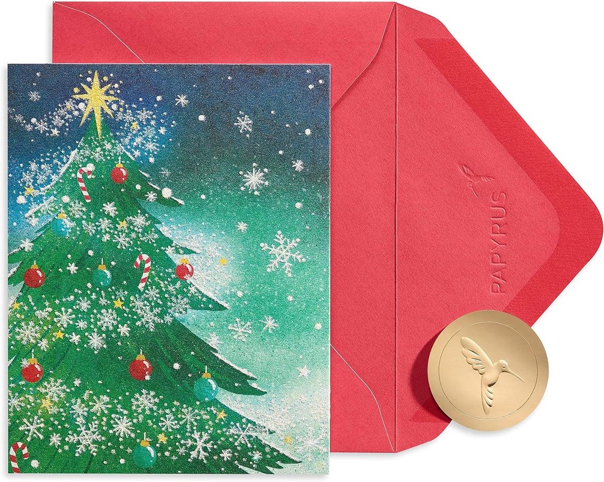 Kerstkaarten Box - Wenskaarten Set - Vakantie Wensen Sturen - Magisch Winterthema - 20 stuks - Rood Goud Metallic
