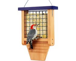 Houten Vogelvoederbak - Suet Feeder Ophangen - Vogels Voeren - Staartsteun Ontwerp - 208 cm Breed - Blauw