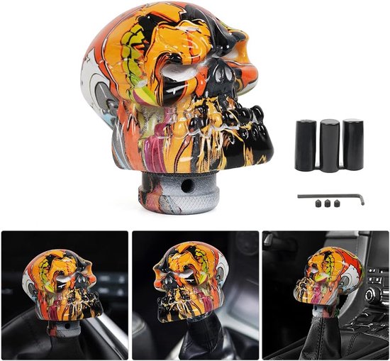 Versnellingspook Schedel - Schakelknop Auto - Interieur Tuning - Uniek Ontwerp - Universeel - Oranje — afbeelding 5