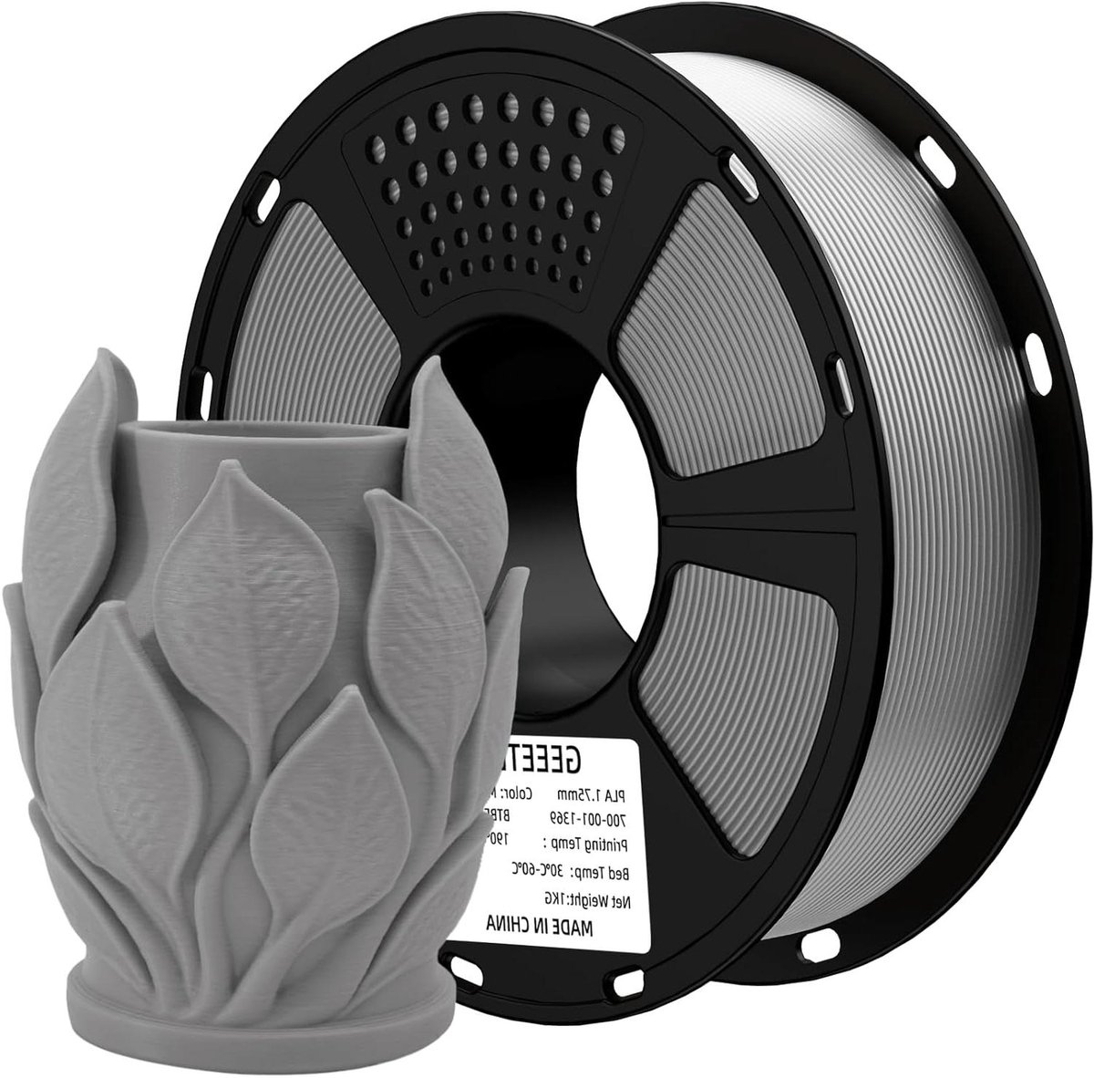 3D Printer Filament - PLA Materiaal - Modelbouw Printen - Matte Afwerking - 1 kg Spoel - Grijs