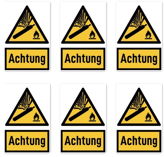 Veiligheidssticker Gasflessen - Waarschuwingsteken - Veiligheid Markeren - Waterdicht UV-bestendig - 1125 x 75 mm - Geel Zwart — afbeelding 2