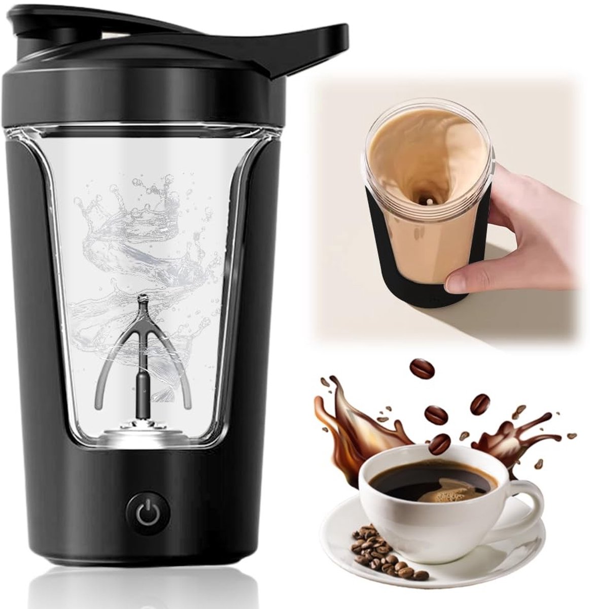 IMstore - Shaker Bottle - Elektrische Shaker - 450 ml - Zwart - Proteïne Shakes - Duurzaam en eenvoudig schoon te maken - Geschikt voor sporters