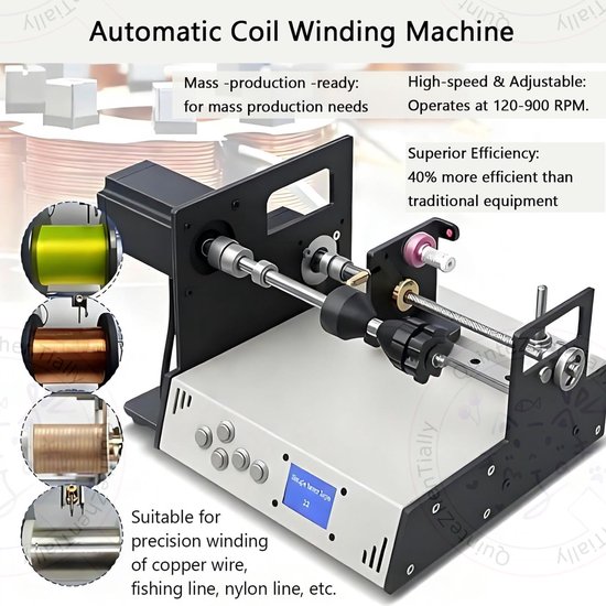 Automatische Wikkelmachine - Spoelwikkelapparaat - Precisie Wikkelen - Automatische Draadgeleiding - 10cm Spoel - Grijs — afbeelding 2