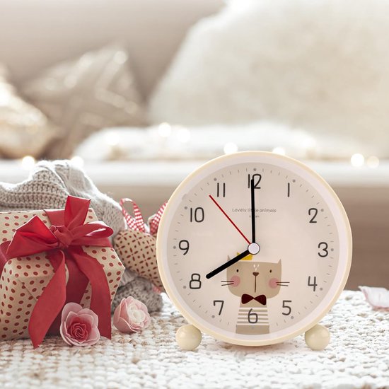 Kinderwekker Geruisloos - Nachtkastje Klok - Tijd Leren Lezen - Zacht Nachtlampje - 11 cm - Geel — afbeelding 5