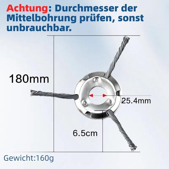 Onkruidborstel Staal - Maaikop Trimmer - Tuin Onderhoud - Universele Pasvorm - 180 mm - Metaal — afbeelding 4