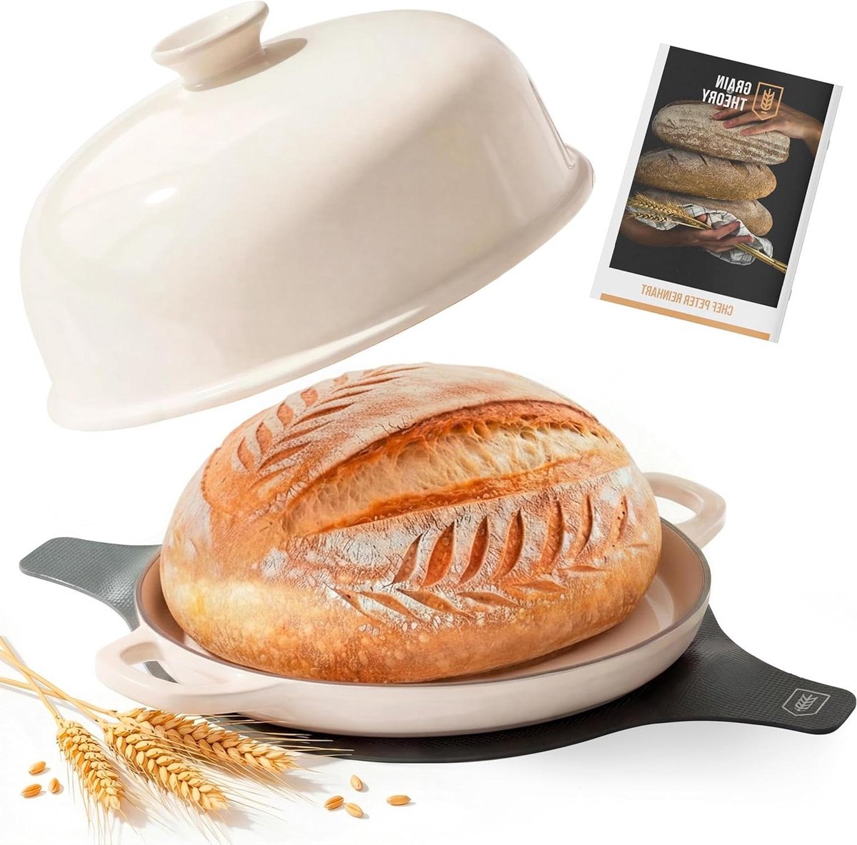 Broodoven met Deksel - Gietijzeren Pan - Brood Bakken - Gelijkmatige Warmte - 6 Quarts - Ivoor