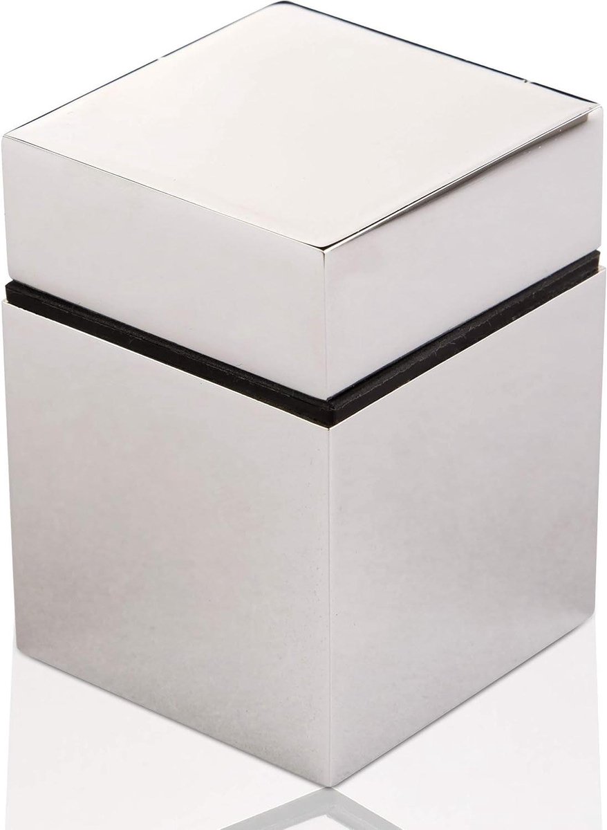 Plankdrager Kubus - Glazen planksteun - Planken Ophangen - Verstelbare Hoogte - 40x40x55-77mm - Gepolijst Chroom