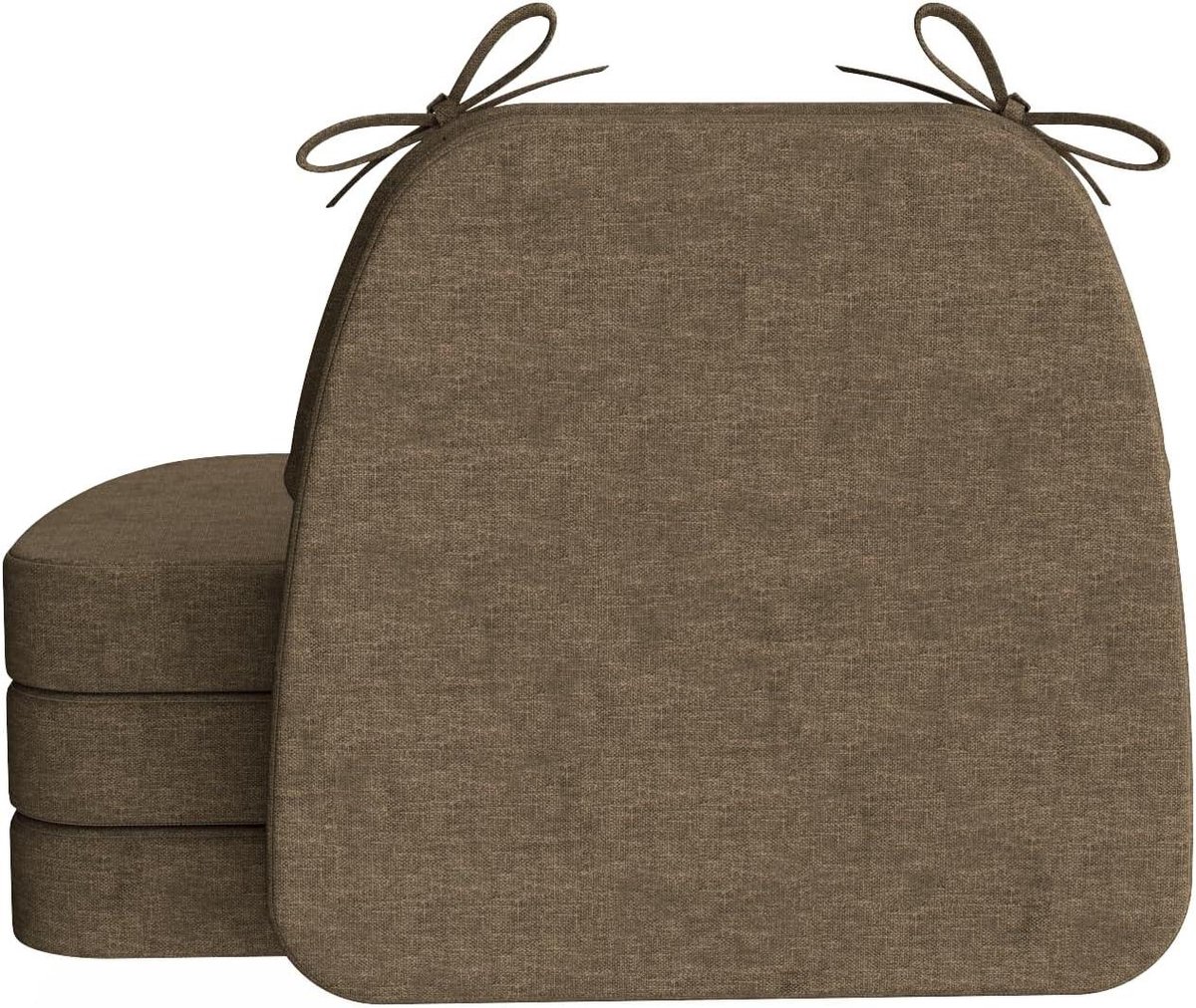 Stoelkussens D-vorm - Zitkussens - Comfortabel Zitten - Afneembare hoes - 4 stuks 43x40cm - Taupe