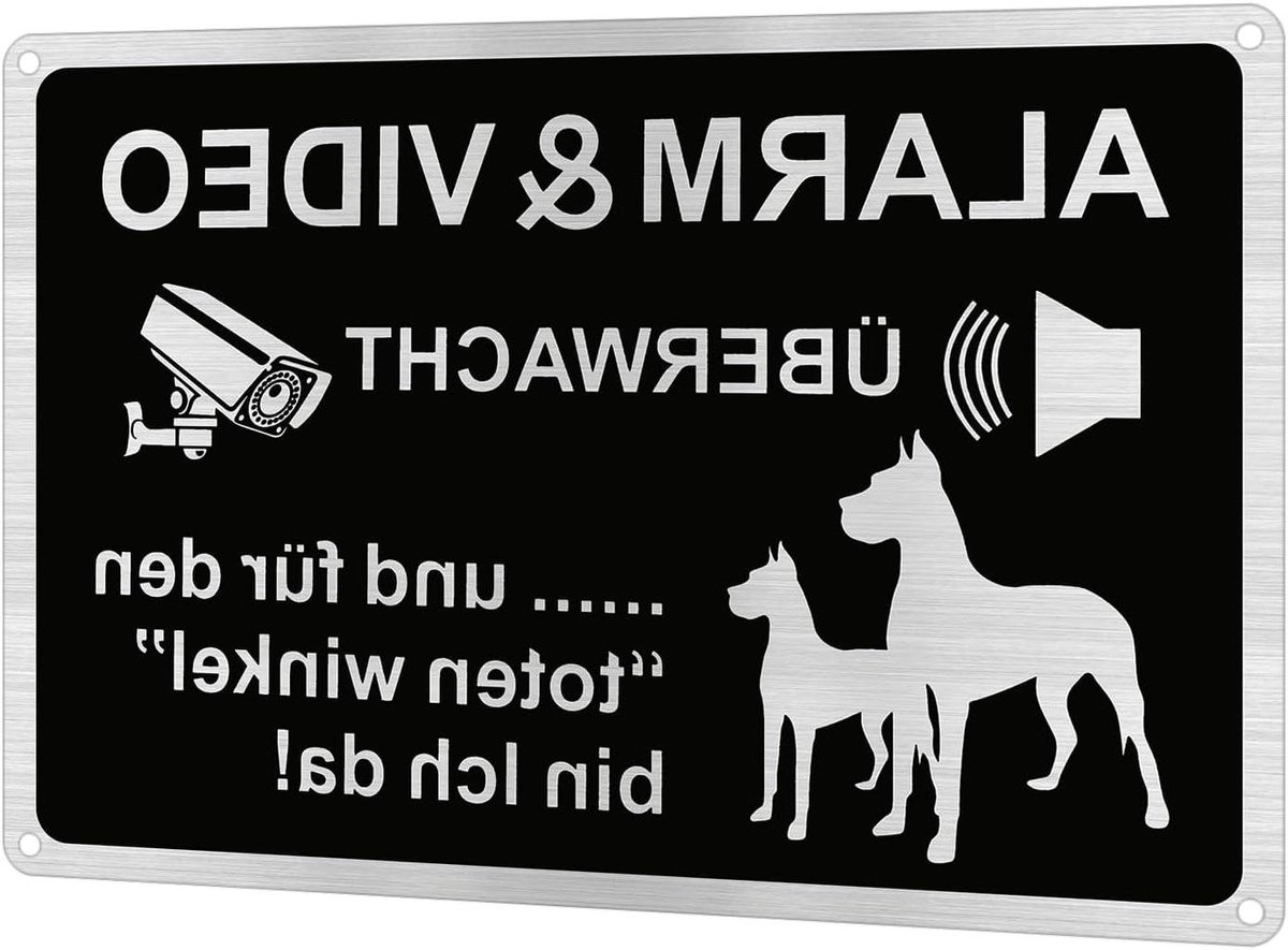 Bewakingsbord - Waarschuwingsbord Camera - Duidelijke Waarschuwing - Reflecterend Aluminium - 20x30 cm - Zwart