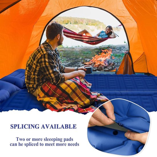 Ultralichte Zelfopblazende Slaapmat 1200g - Opvouwbaar met voetperspomp voor Kamperen en Wandelen - Autotochten - Tent - Blauw van Meisohua — afbeelding 4