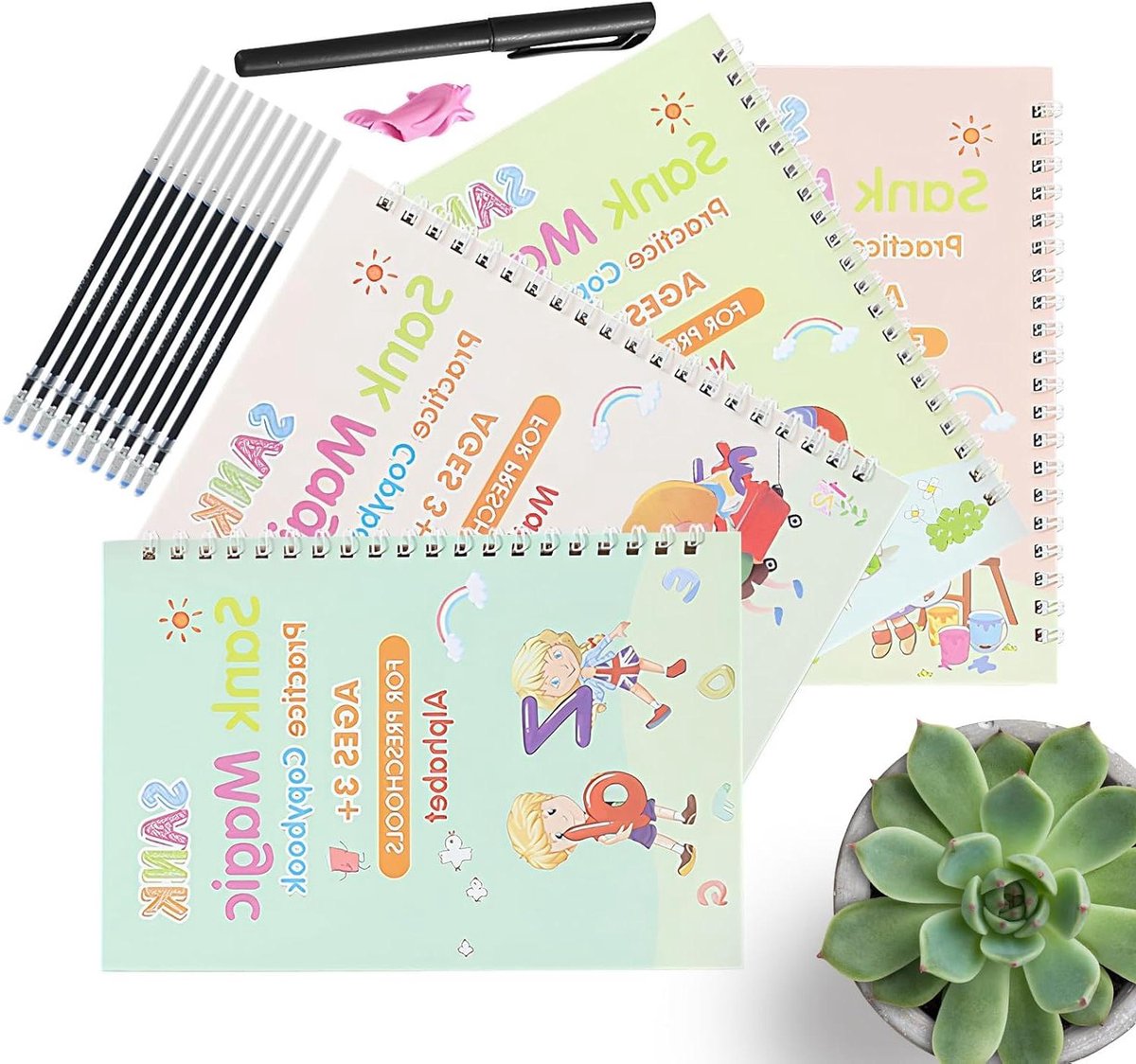 Kinderen Oefenwerkboek - Schrijfvaardigheid Werkboek - Handschrift Leren - Herbruikbaar Ontwerp - 4 Delig - Niet gespecificeerd
