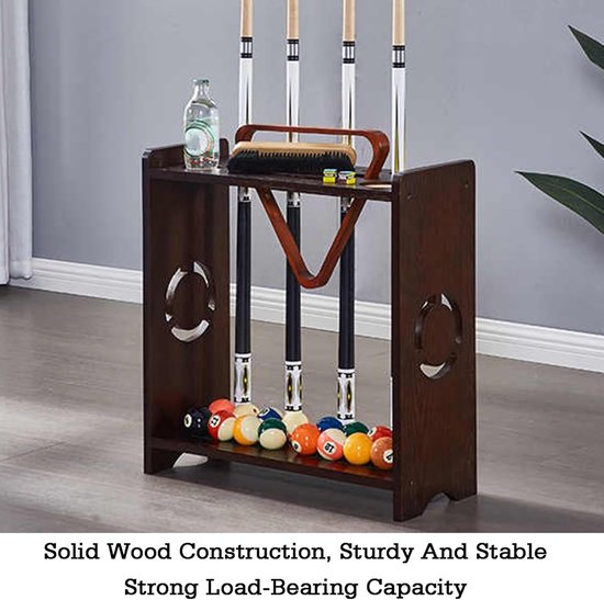 Biljartkeu Rekken - Keu Houder - Biljart Organiseren - Massief Houten Constructie - 57.6x30.8x60.2cm - Kleur 1 — afbeelding 3