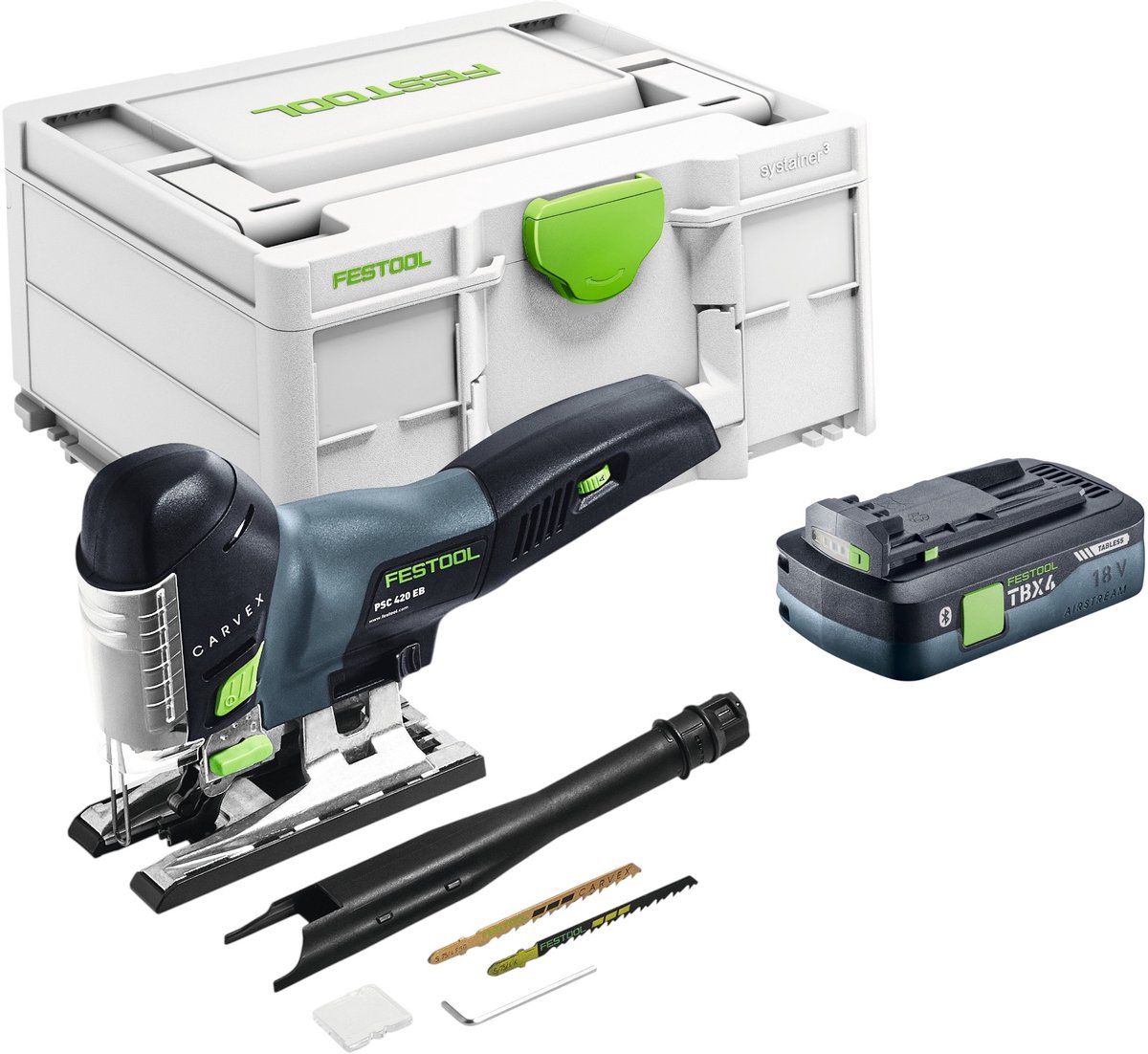 Festool PSC 420 EB-Basic accu pendelzaag 18 V 120 mm borstelloos + 1x accu 4,0 Ah + Systainer - zonder oplader