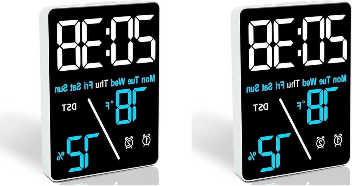 Digitale Kamerthermometer Hygrometer - Bureau Wekker - Luchtkwaliteit Monitoren - LED Display - 55 Inch - Wit