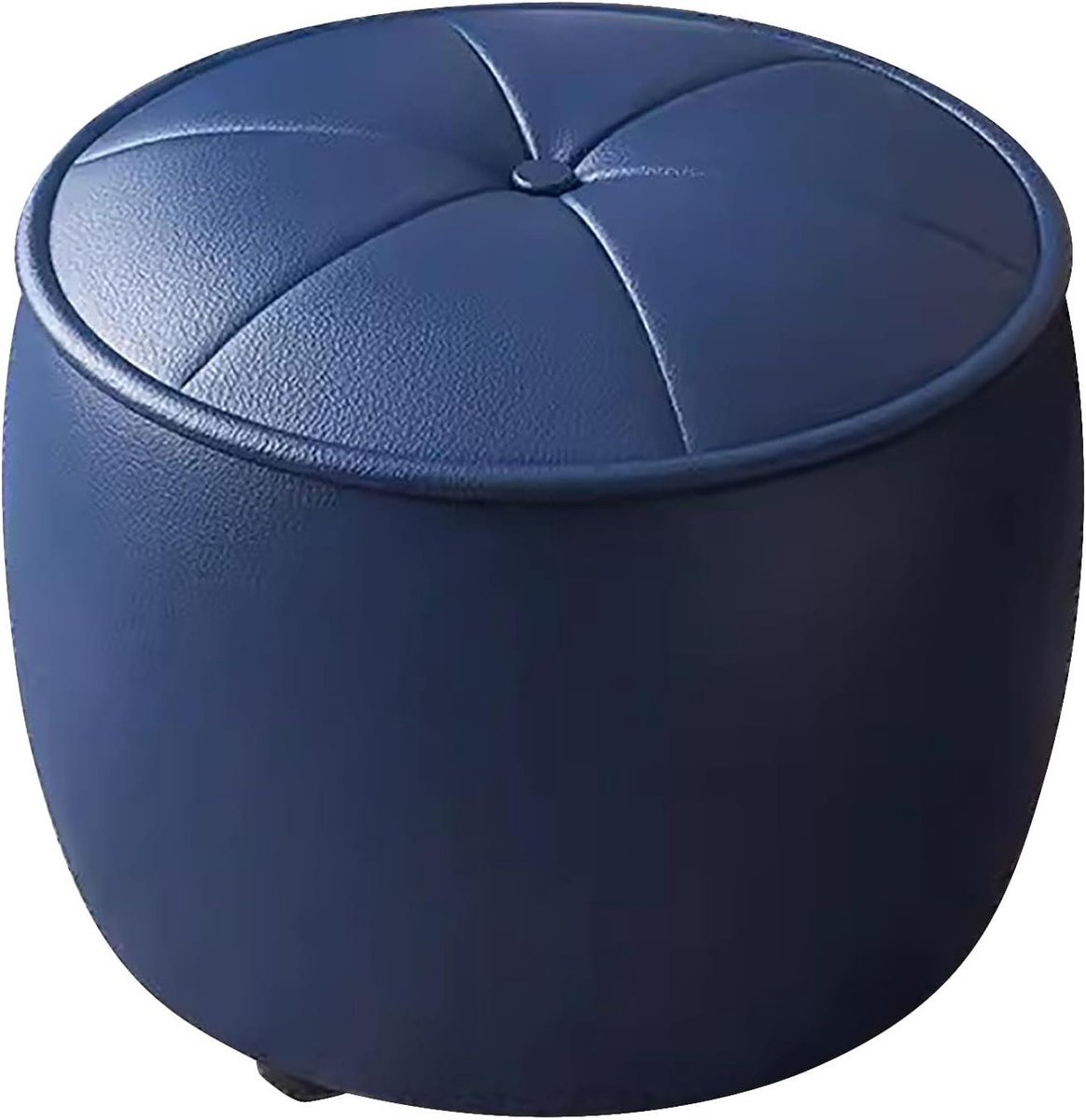 Ronde Kruk - Moderne Poef - Extra Zitplaats - Stevig Frame - 35x35x30 cm - Blauw