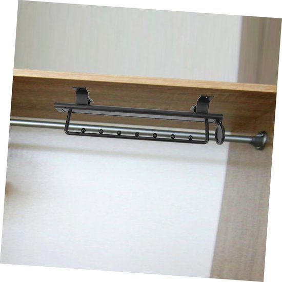 Garderobekastonderdelen Telescopische Stang - Kledinghanger Uitschuifbaar - Kleding Opbergen - Verstelbare Lengte - 40 x 12 x 9 cm - Zwart — afbeelding 2