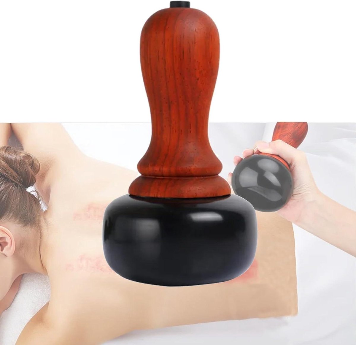 Elektrische Gua Sha - Warmte Massager - Lichaamsverzorging - Instelbare Temperatuur - 15.5*8 CM - Rozenhout