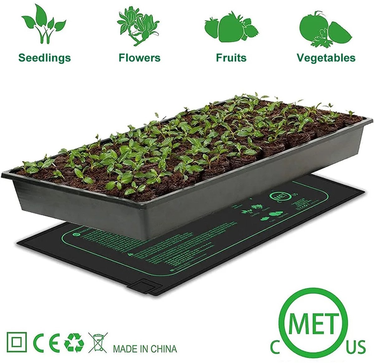 M-Goods - Zaailing Warmtemat – Verwarmingsmat voor Planten – Kweekmat voor Zaadkieming & Stekken – Waterdicht – 21W