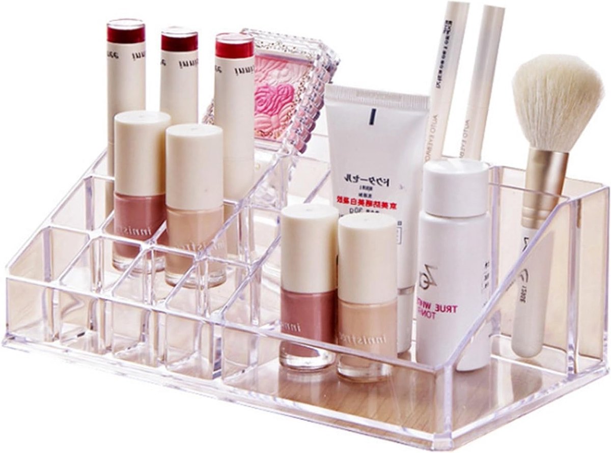 Transparante Make-up Organizer met 16 Compartimenten voor Badkamer en Dresser, Ideaal voor Make-up en Parfumopslag, Duurzaam ABS Materiaal