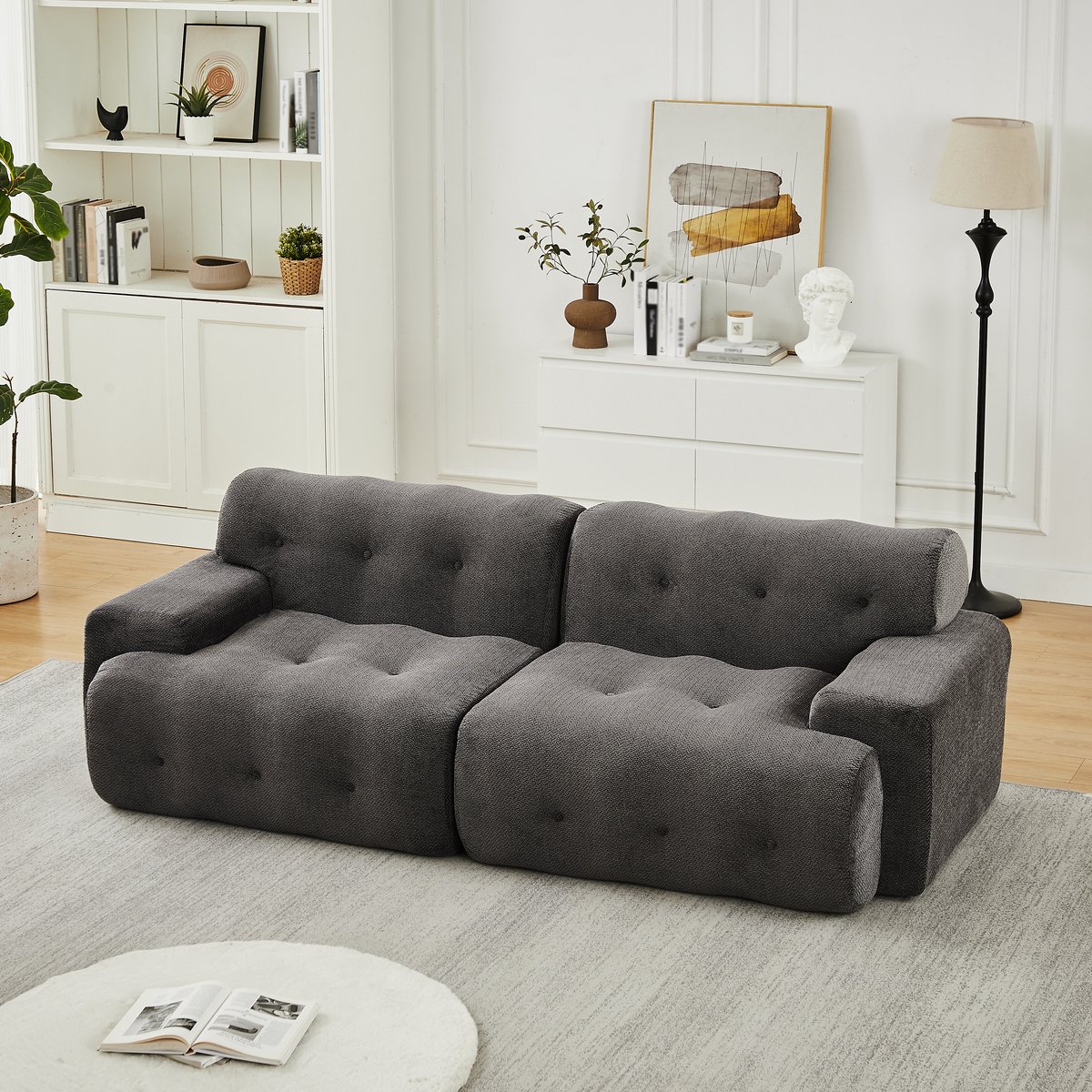 Wishdor Modulaire 2-Zitsbank - Brede Armleuningen En Knopen - Modern Design Voor Woonkamer