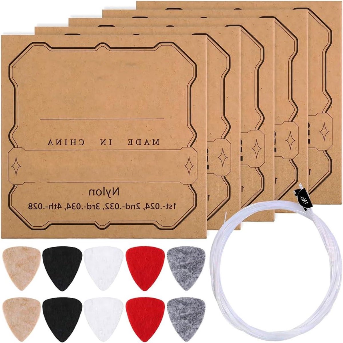 Ukelele Snaren Set - Nylon Snaren Ukelele - Muziek Maken - Gemarkeerde Snaren - 5 Sets - Wit