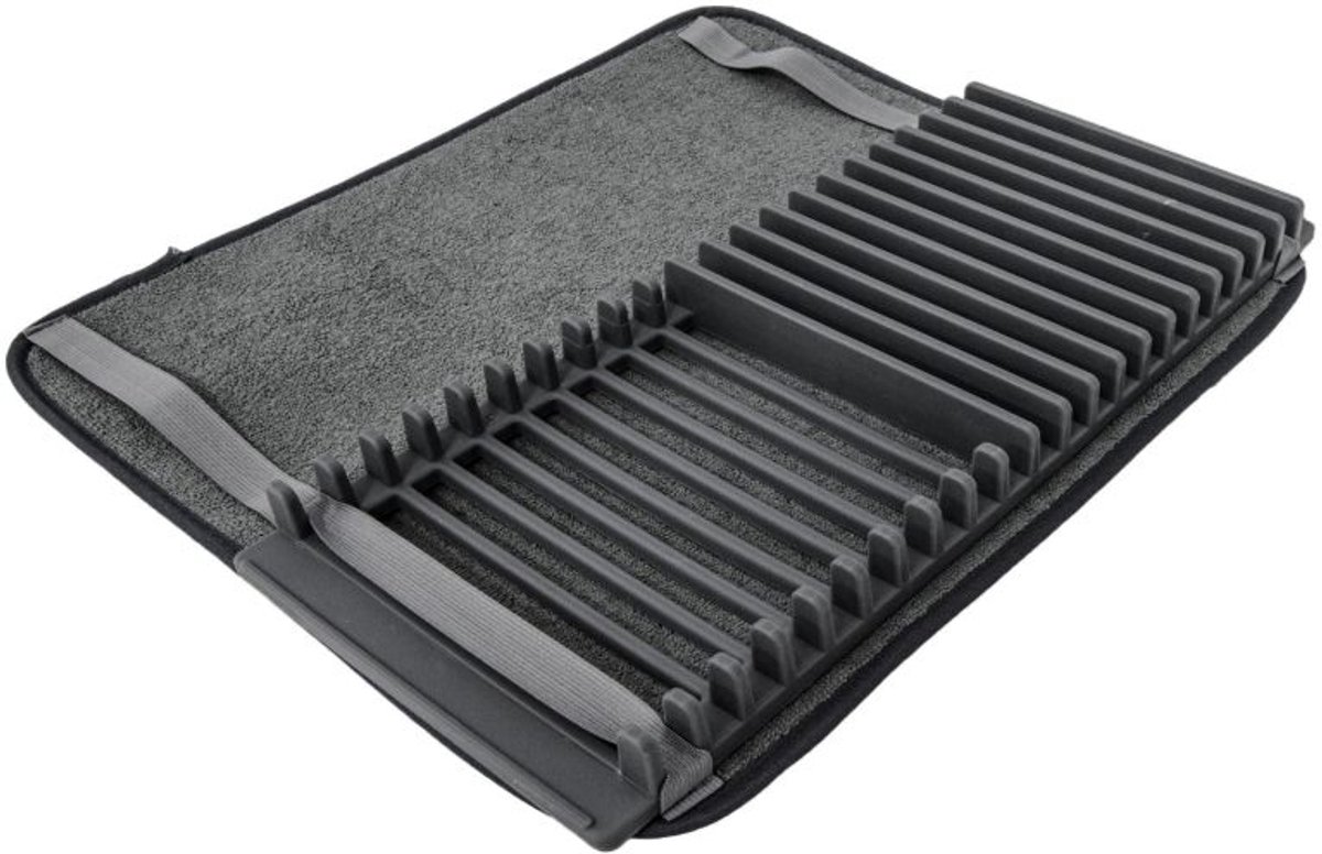 Opvouwbaar Afdruiprek met Absorberende Mat – Afwasrek voor Borden en Glazen – Ruimtebesparend – 43 x 37 cm