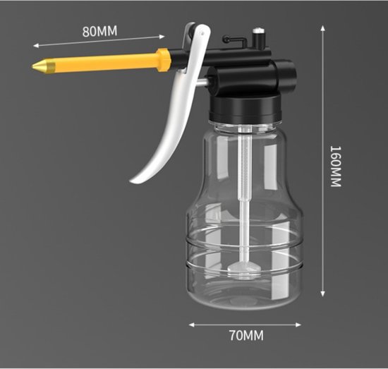 Hogedruk oliespuit - Oliekan - Drukspuit - Smeermiddelreservoir - Oliespuit - Geschikt voor machineonderhoud - Lagers - Onderhoud van apparaten - Transparant - 7*16 cm - 250 ml — afbeelding 2