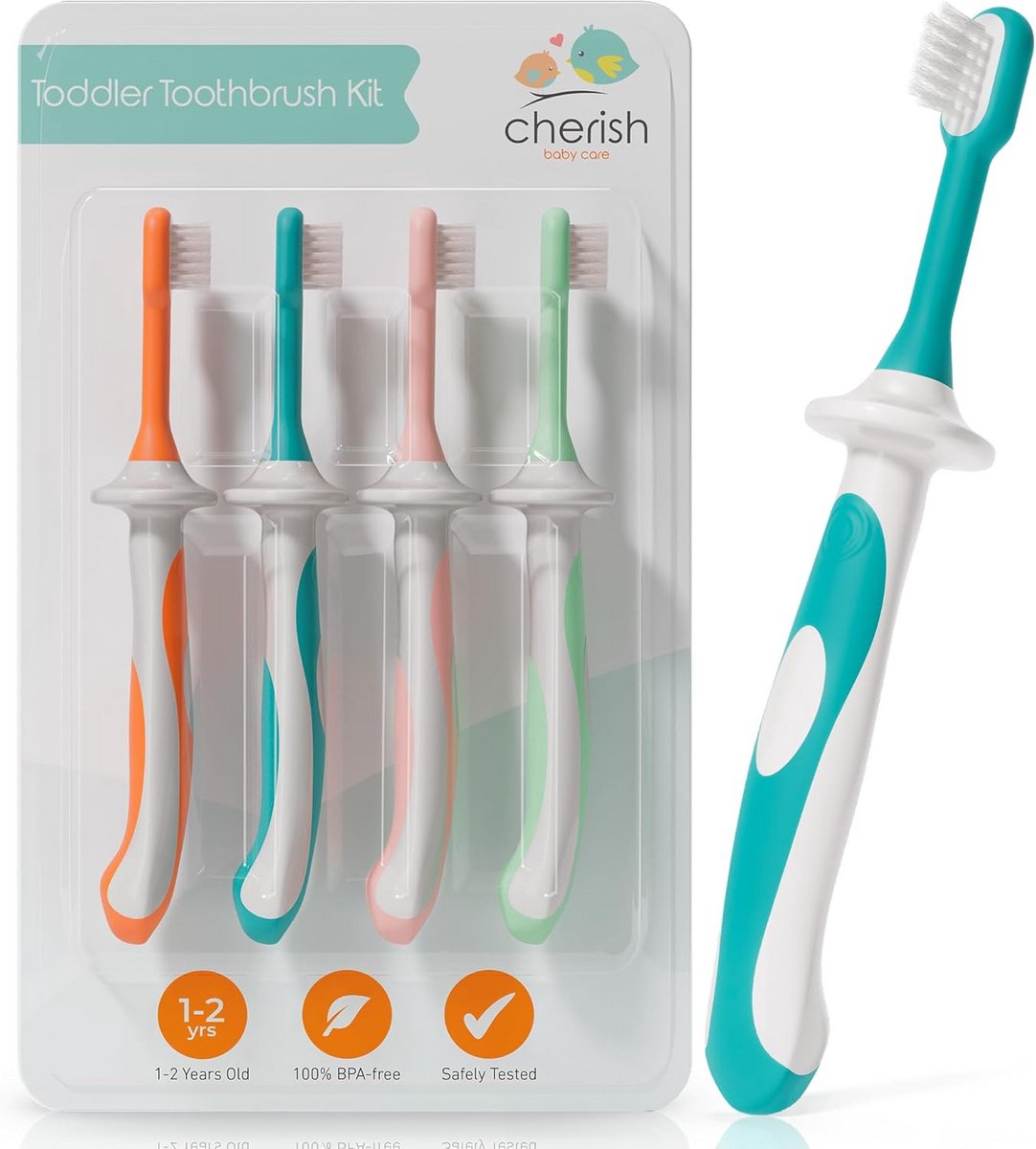 Baby Tandenborstel Set - Peuter Tandenborstels - Kind Mondverzorging - Ontworpen door Tandarts - 4 Stuks - Multicolor