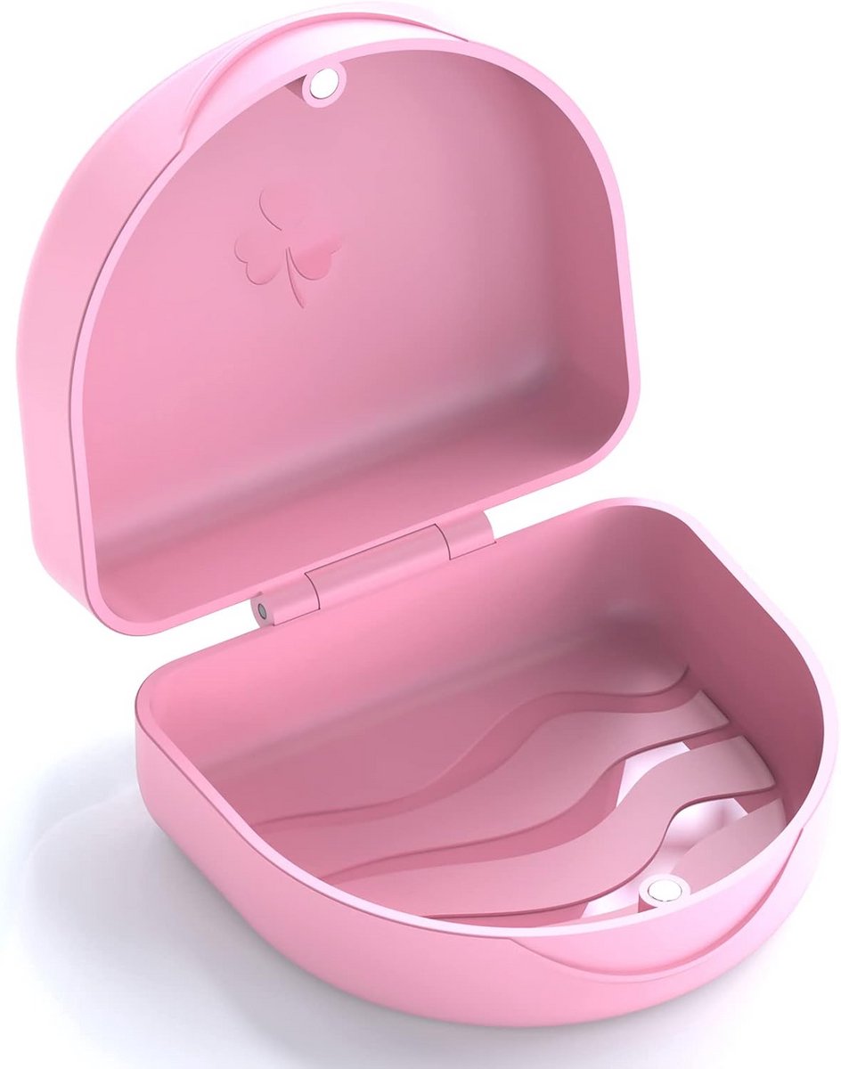 Retainer Case - Kunstgebit Houder - Orale Apparaten Opbergen - Magnetisch Slotontwerp - 9 x 9 x 2.8 cm - Roze