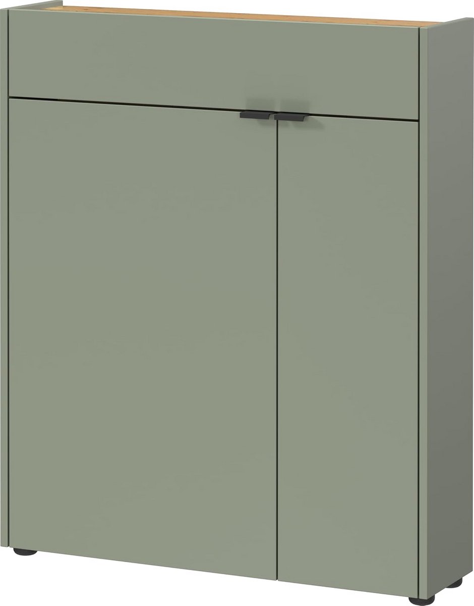 Schoenenkast - Schoenenrek - Schoenen Opbergen - Geringe Diepte - 140 cm Breed - Taupe Groen