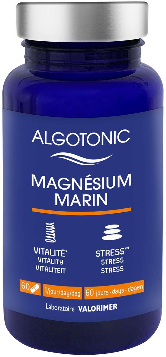 Algotonic Marine Magnesium - Natuurlijk voedingssupplement met vitamine B6 - 60 capsules voor vermindering van vermoeidheid