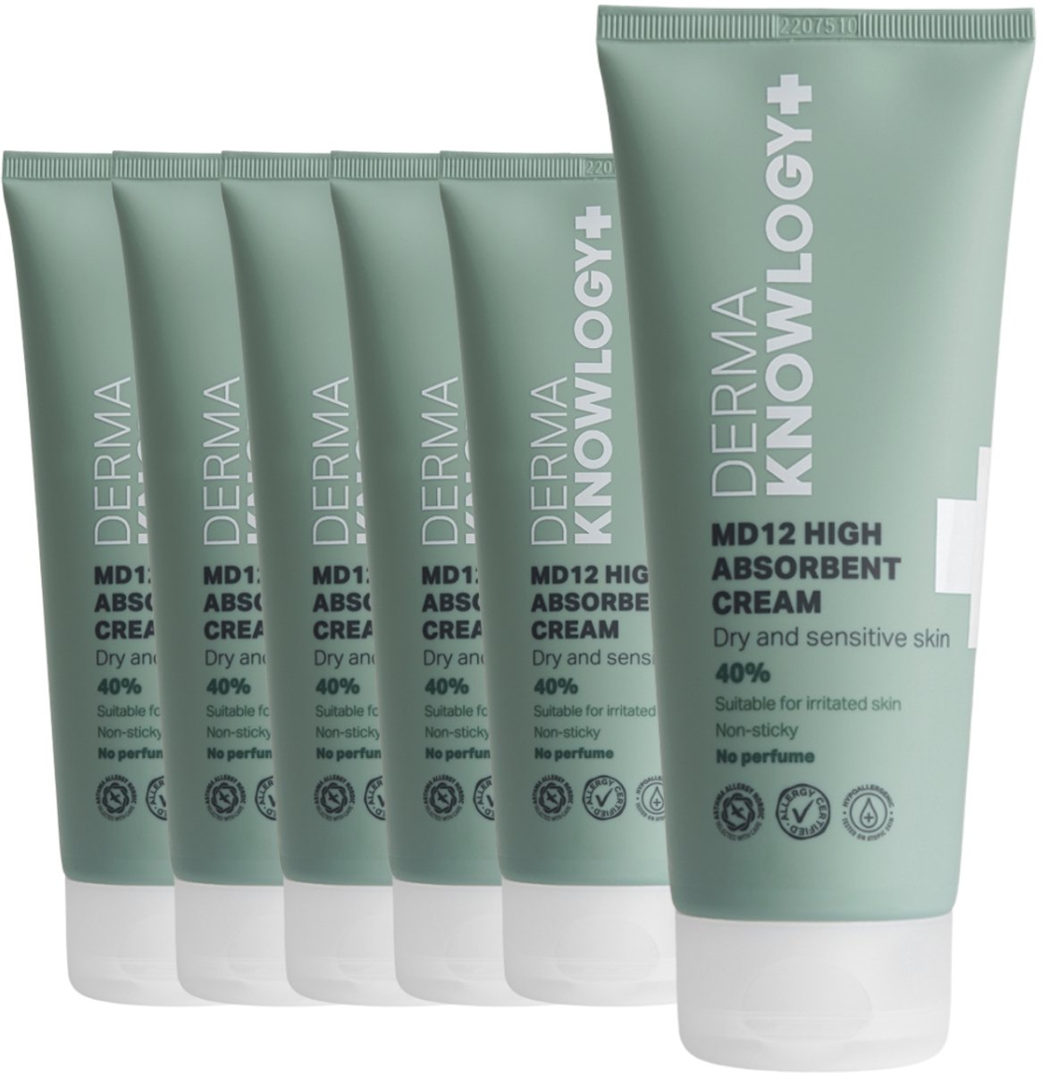 DermaKnowlogy+ - MD12 High Absorbent Cream 6 x 200 ml - Dagelijkse Verzorging voor Gevoelige Huid - Vegan en Dermatologisch Getest - Parfumvrij