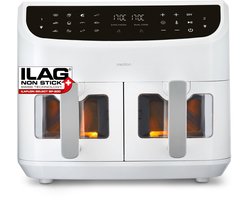 MEDION XXL Dubbele Airfryer P20 - 2 zones - 8,7 L - 2600 W - Wit