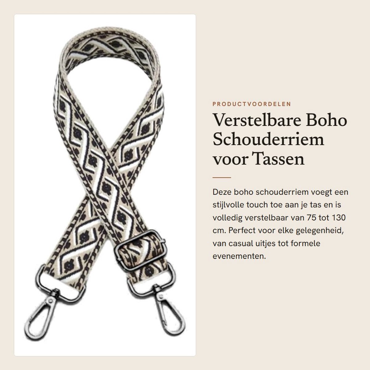 Dailygoods - Verstelbare Boho Schouderriem voor Tassen