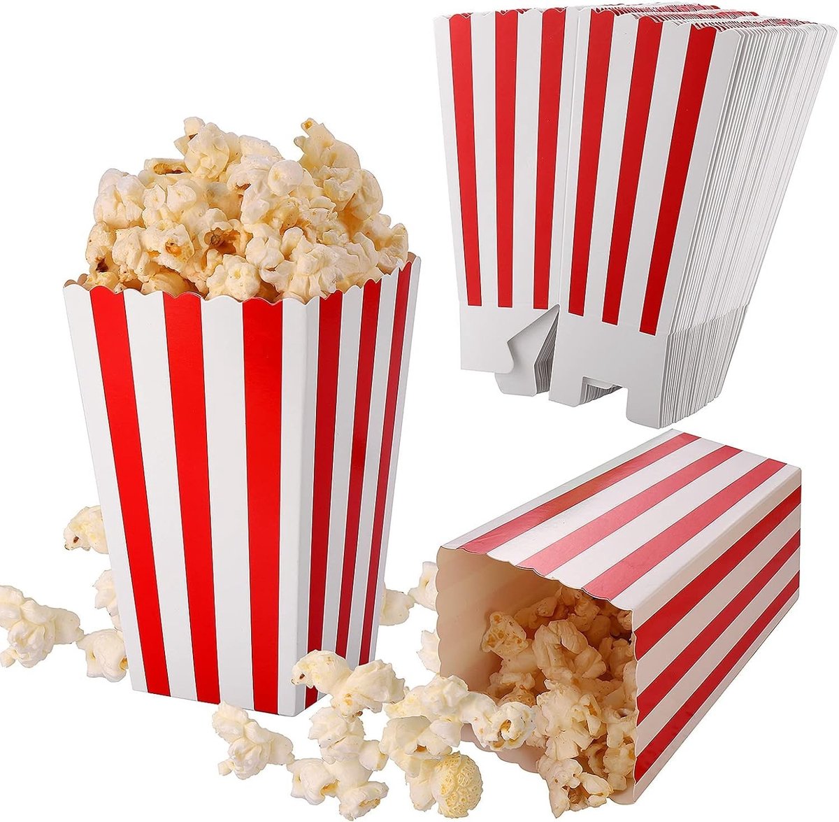 Dailygoods- Popcorndozen 50 Stuks - Kleine Papieren Containers - Retro Snoepdozen - Feestelijke Snackdozen - Verjaardagsfeest - Filmavond