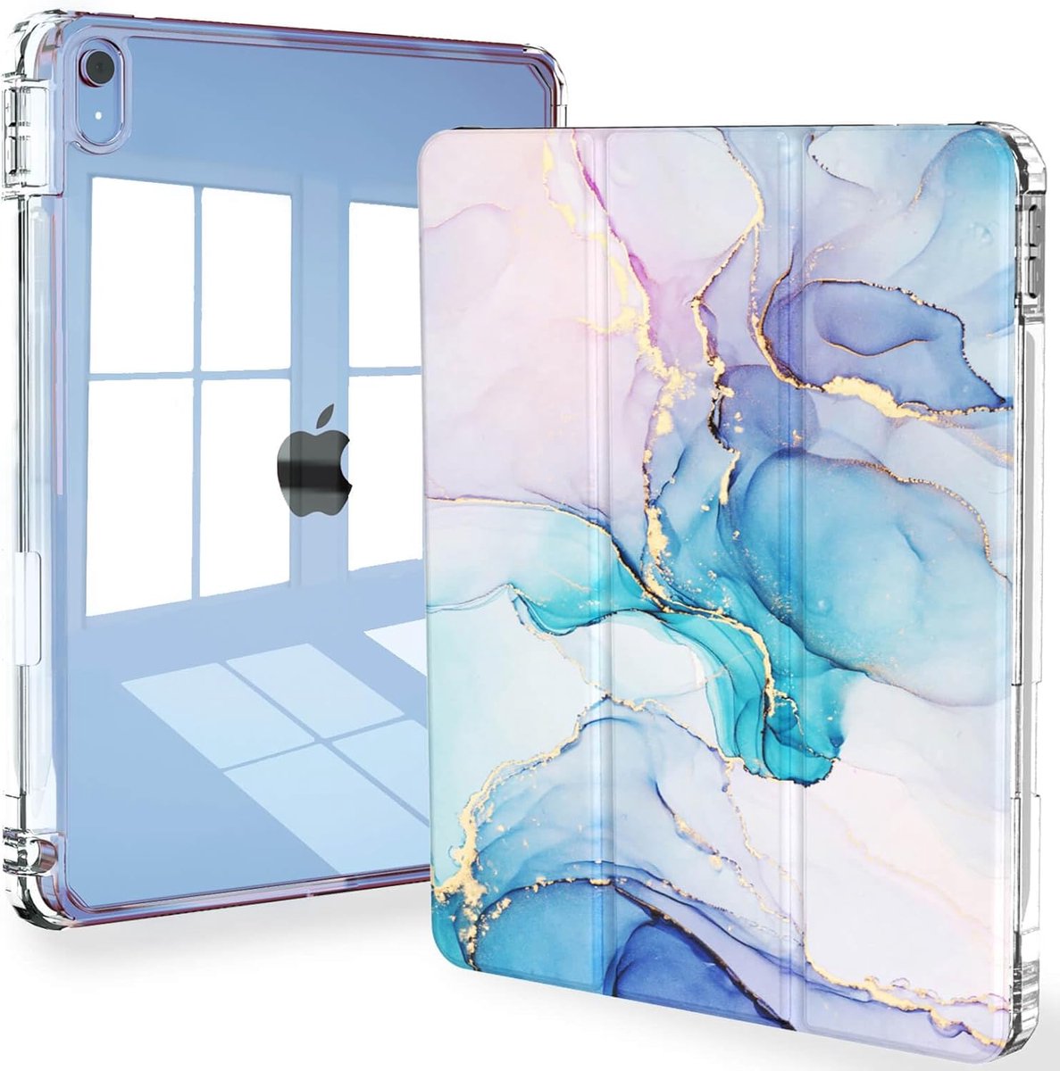 iPad Hoes - Tablethoes Beschermhoes - Dagelijks Gebruik - Met Potloodhouder - 11 inch - Aquarel Marmer